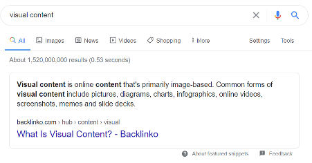 search terms - featured snippets